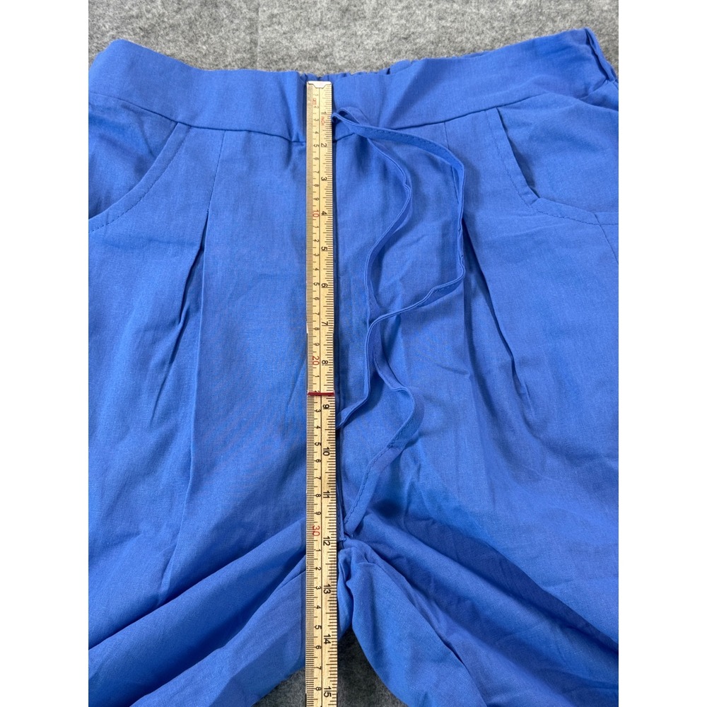 Unbranded Wide Leg Pants Women Large Blue Drawstring High Rise Pleated Summer - Picture 5 of 16